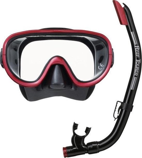 ReefTourer- RC0105- COMBO- Snorkelmasker- Snorkelset- zwart/rood - snorkelseten aqua lung sport