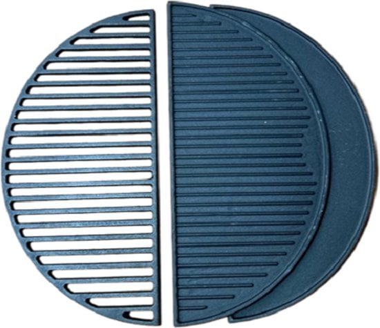 Set half grillrooster en grillplaat - gietijzer - XXL - 55 cm - outdoor uitrustingen