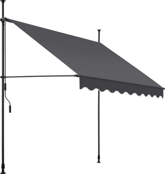 tectake® Klemluifel met handslinger - Balkonluifel zonder boren - In hoogte verstelbaar - UV-bestendig - Waterafstotend - Terrasoverkapping - Zonwerend voor terras & balkon - Breedte 200 cm - Antraciet - luifel #6