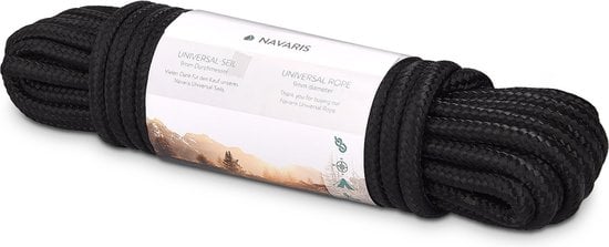 Navaris outdoor survival touw – 9 mm dik - 15m lang – Universeel slijtvast touw voor kamperen, vissen, hobby – Geen klimtouw - Zwart - nylon klimtouwen #8