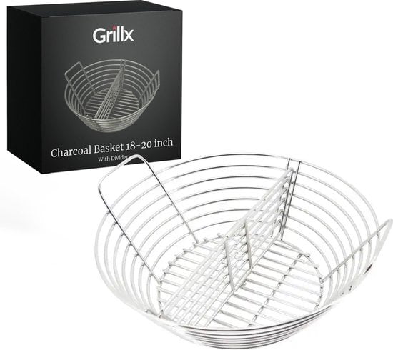 GrillX Kolenmand 18, 19, 20 inch - Met Uitneembare Divider - RVS - Kamado accessoires - accesoires - outdoor uitrustingen