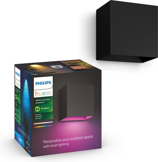 Philips Hue Resonate Down - muurlamp - wit en gekleurd licht - zwart - luifel #7